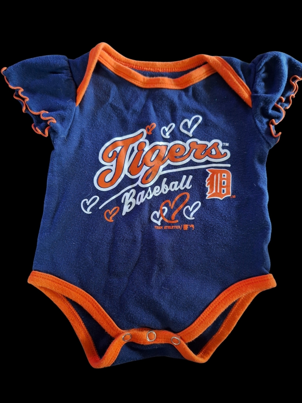 Genuine Merchandise Navy and Orange Tigers Baseball Baby One-Piece Bodysuit